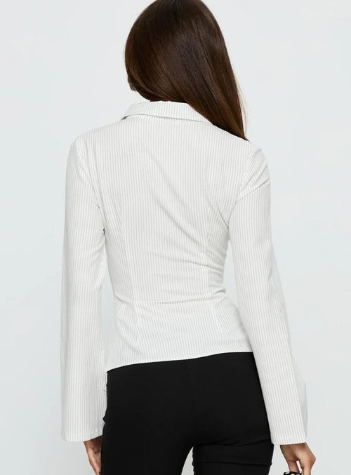 Ivory Pinstripe Power Shirt